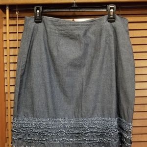 Tommy Bahama Jean Chambray Blue Skirt Ruffled Hem